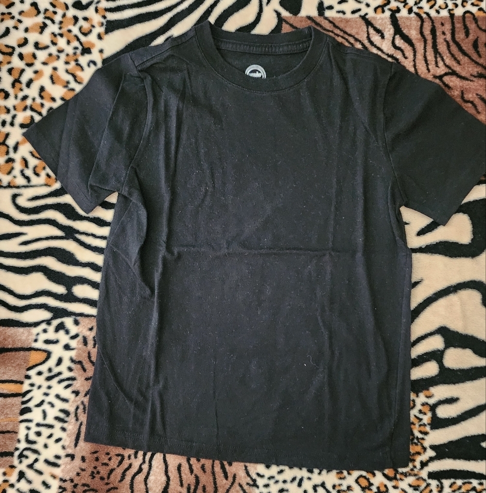 🎉Wonder Nation Boy's Black Short Sleeve T-shirt, Size: Small (6-7)